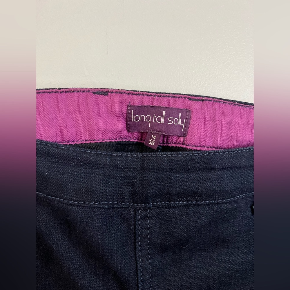 Long tall sally Navy Wide Leg Sailor Pants with Button Detail, sz 14T - Picture 4 of 5